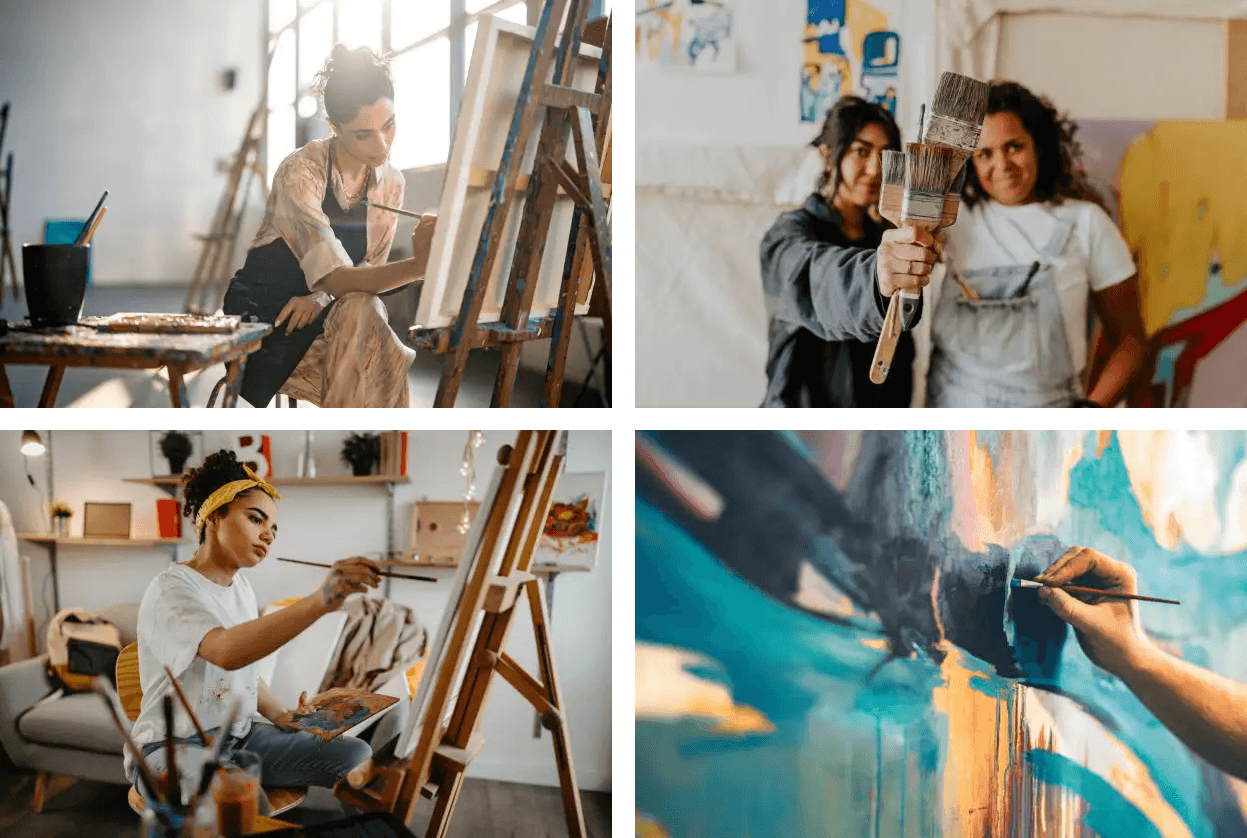 Team collaborating over building plans